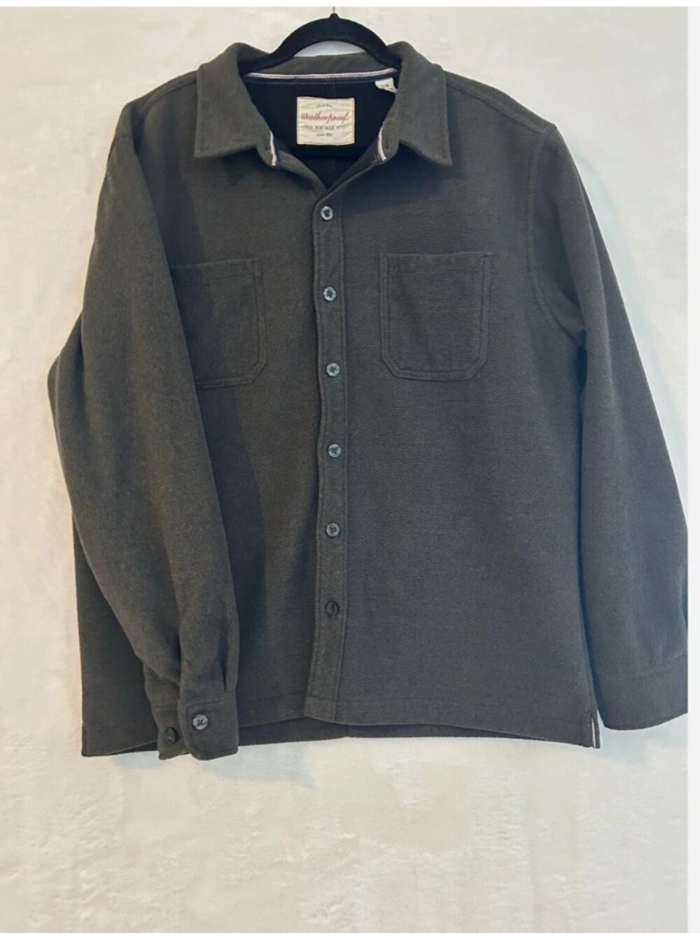 Weatherproof Vintage Mens Fleece Lined Shirt Jacket Gray Button Front XL